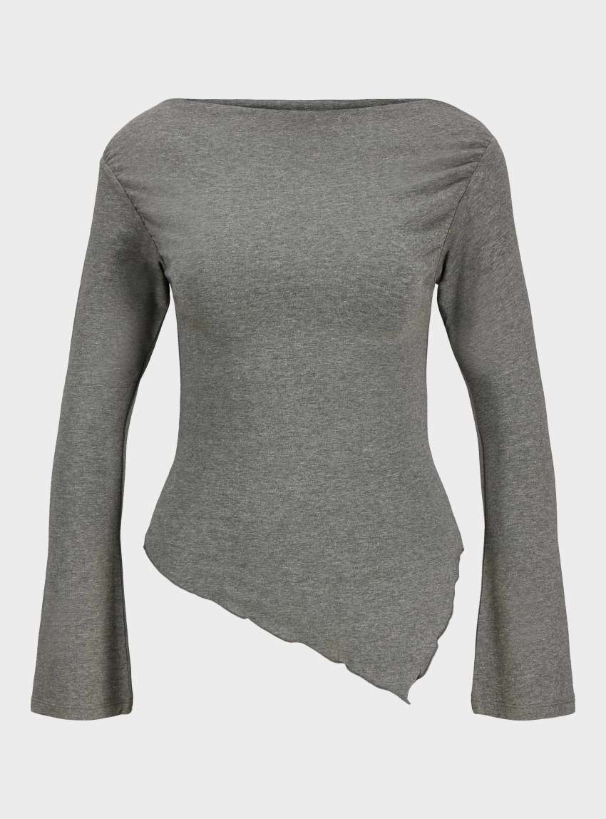 JJXX Thea Asymmetrical Top - Dark Grey Melange