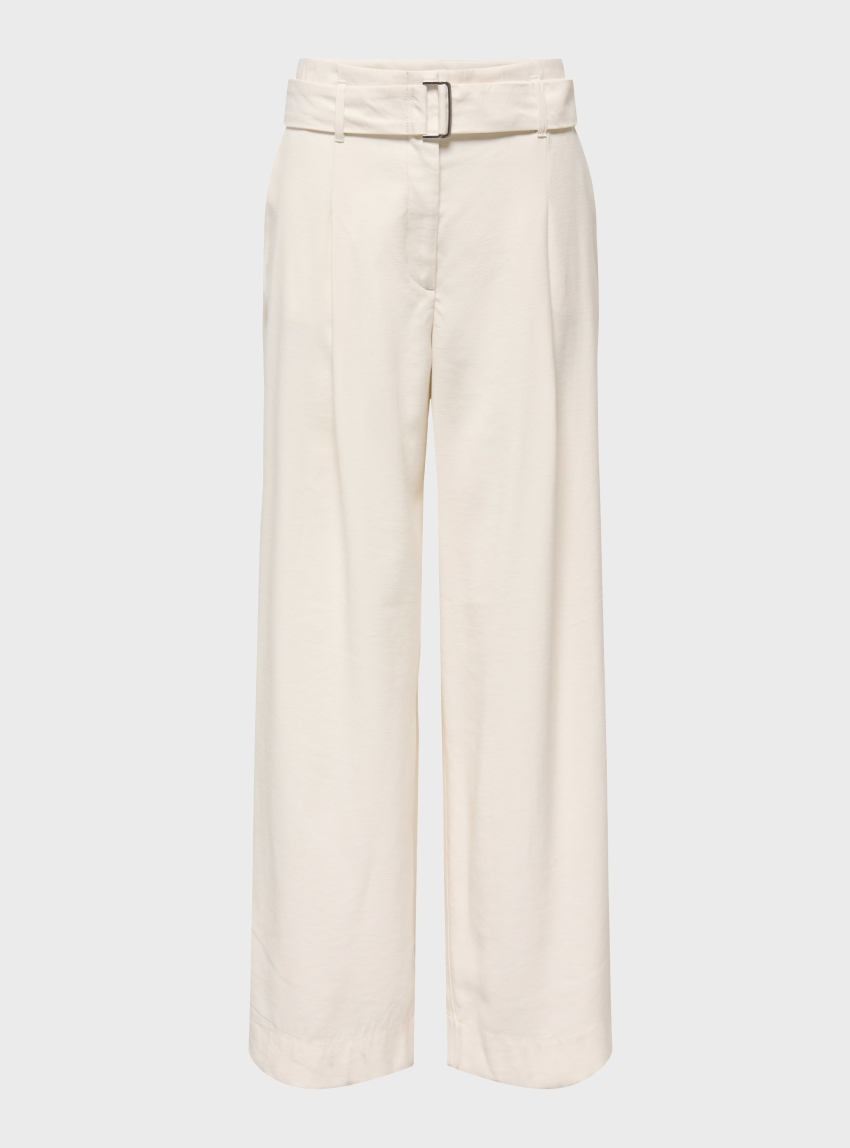 Only Tila High Waist Belt Wide Pants - White