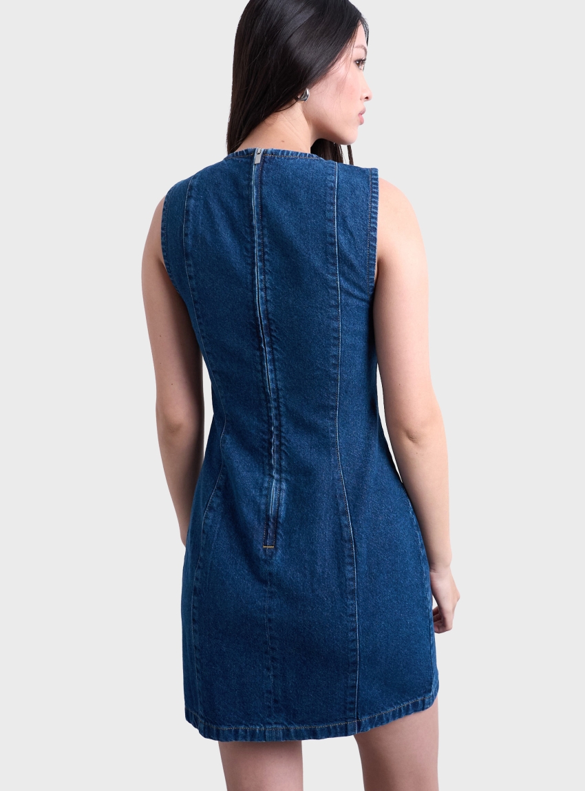 Topshop Liv Sleeveless Mini Dress - Medium Aged Denim