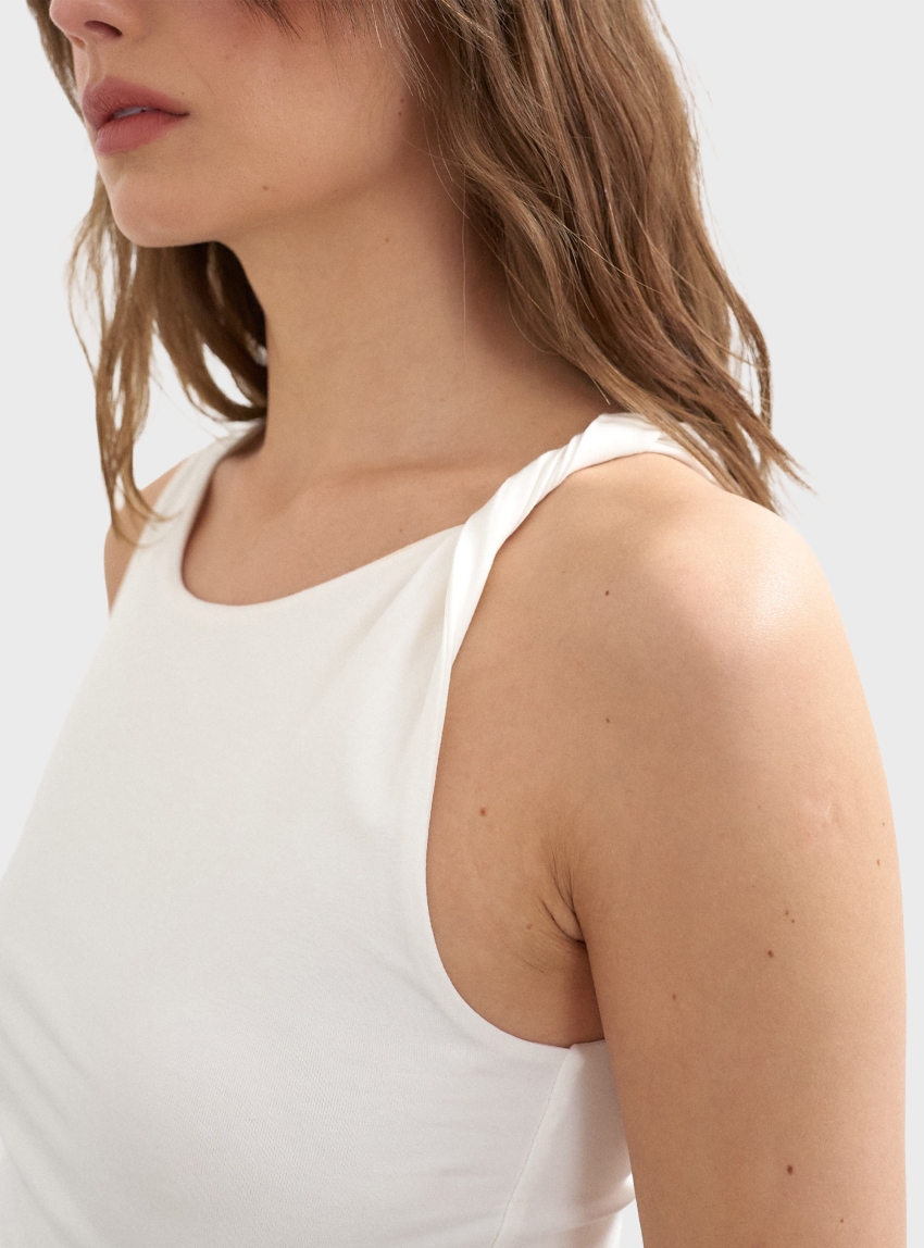 Topshop Kia Knot Detail Side Tank Top - Pearl