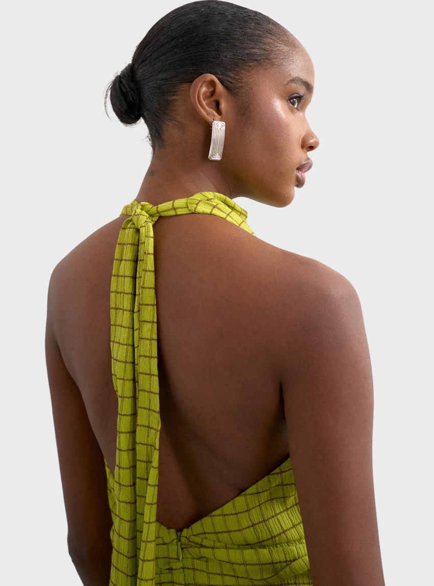Topshop Maryam Fitted Neck Top - Lime