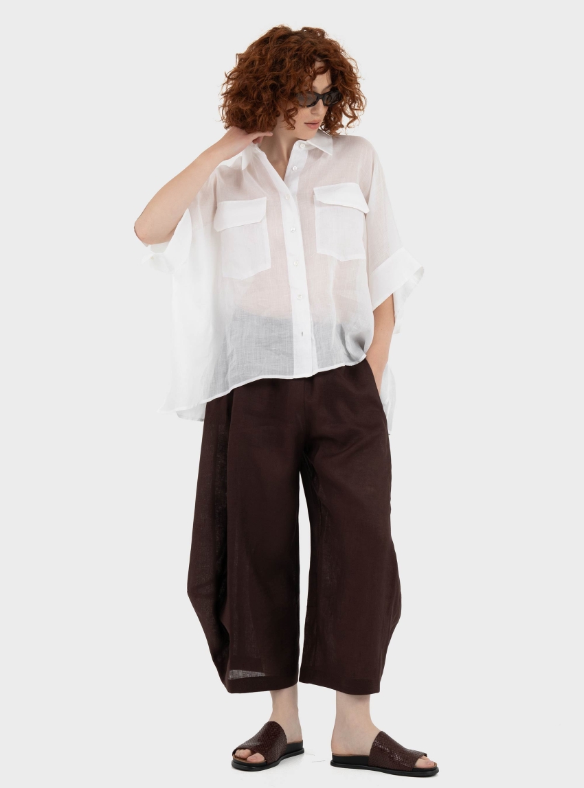 Mei Mei J Loose Fit Ramie Shirt - White