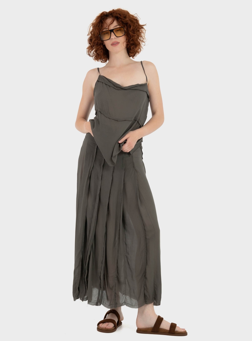 Black & Black  Skirt - Dark Khaki