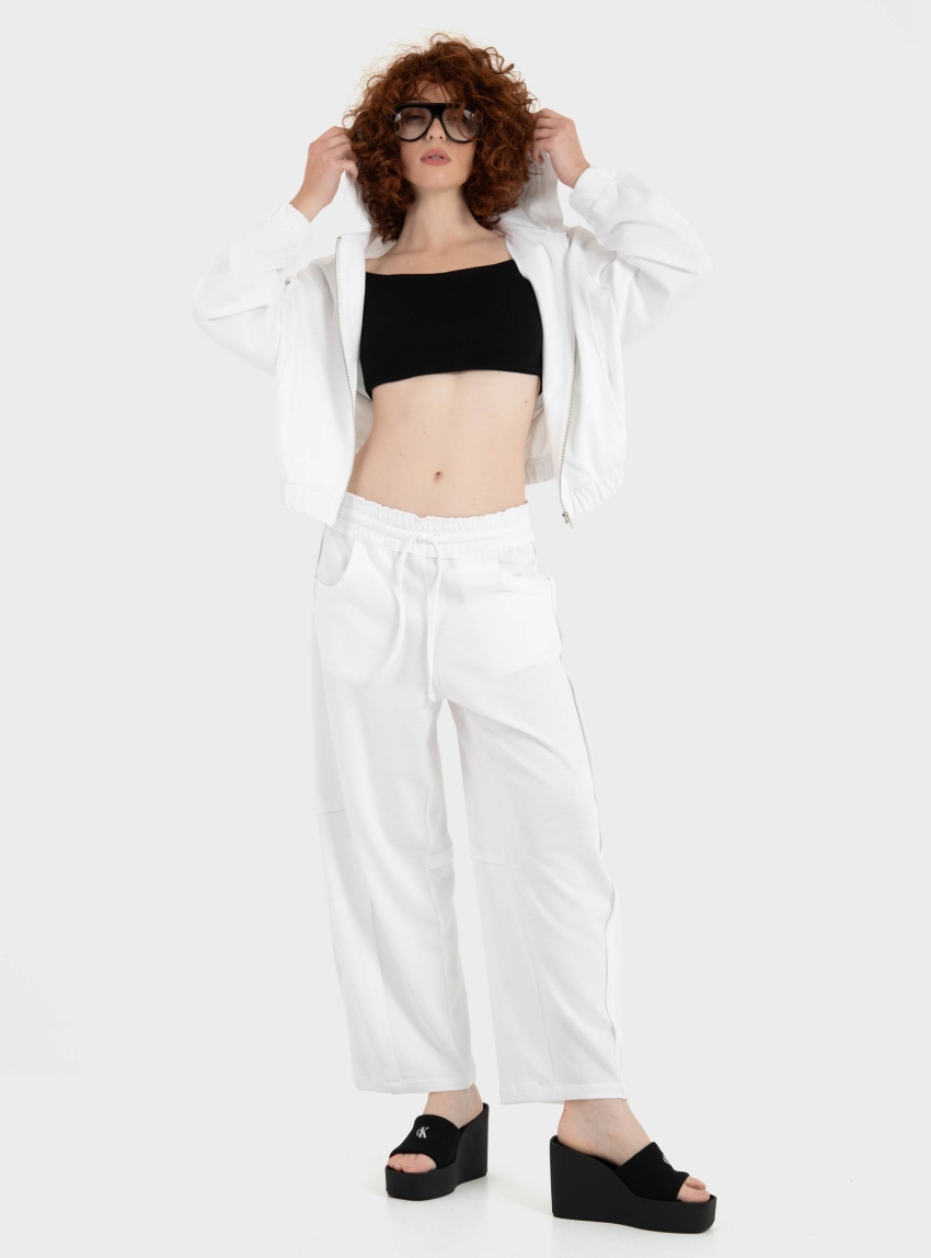 Four Minds Short Zip Hoodie - White