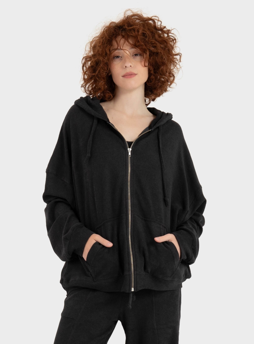 Four Minds Terry Zip Hoodie - Washed Black