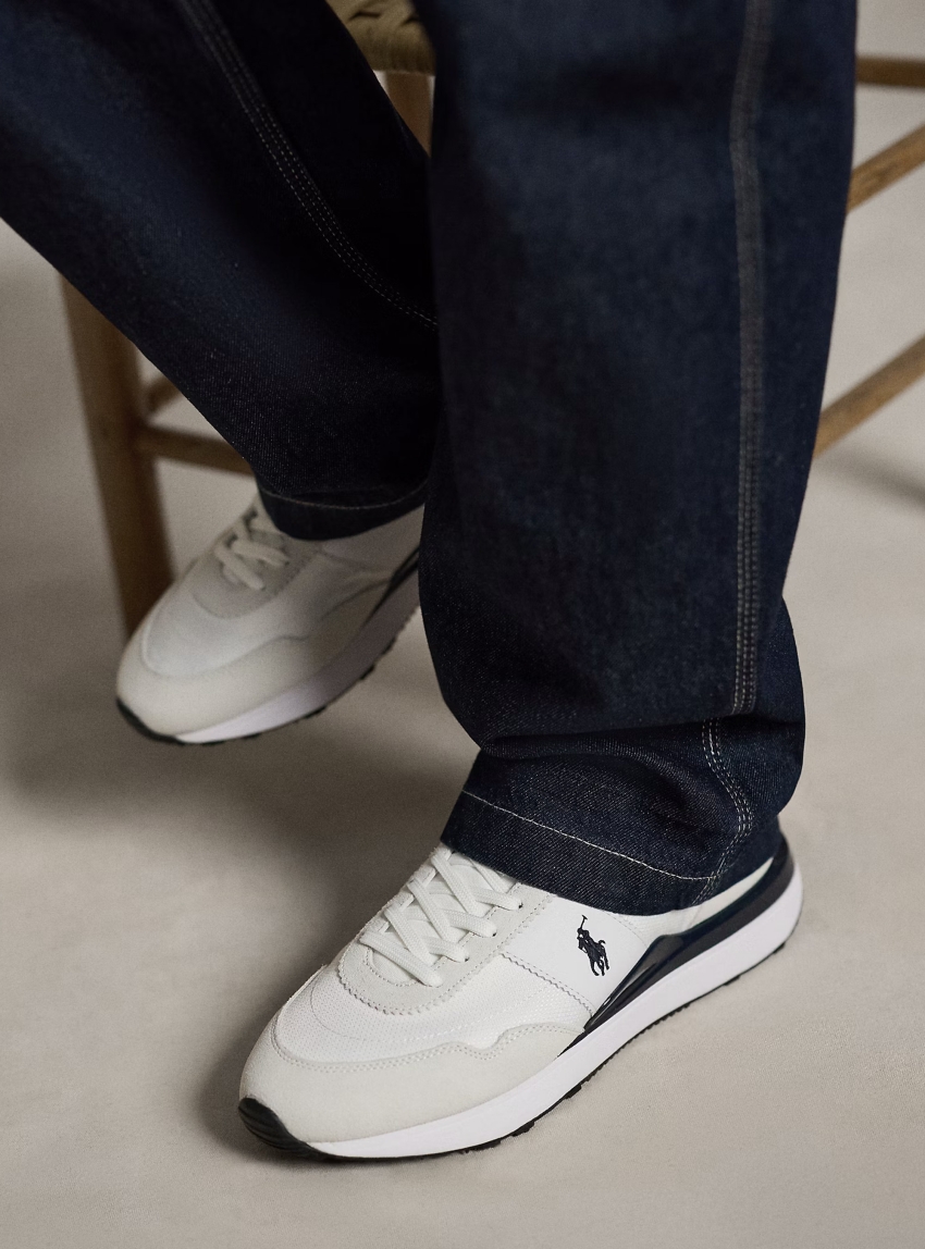 Polo Ralph Lauren Train 89 Leather And Oxford Trainers - White