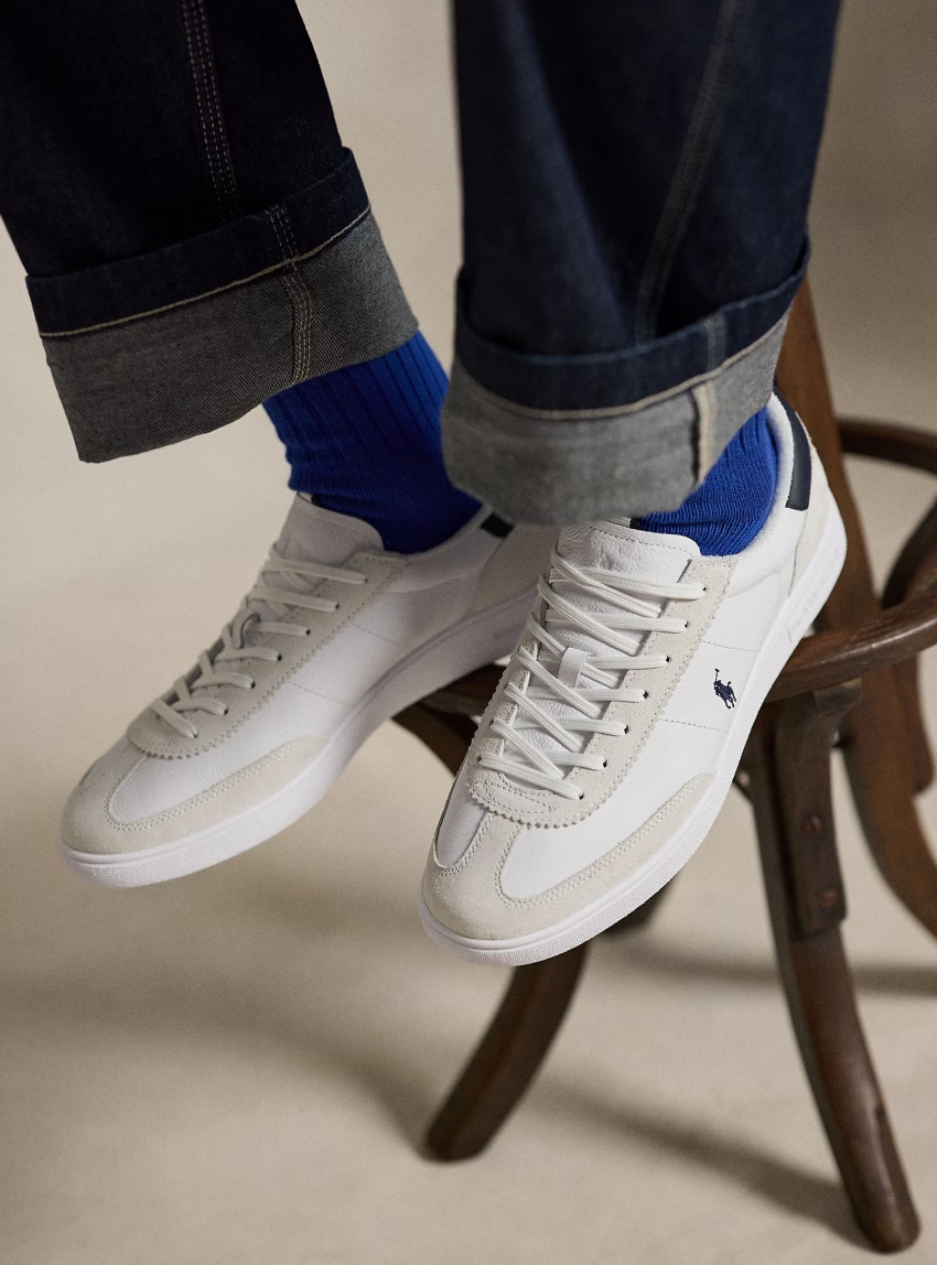 Polo Ralph Lauren Bedford Leather-Suede Trainers - White