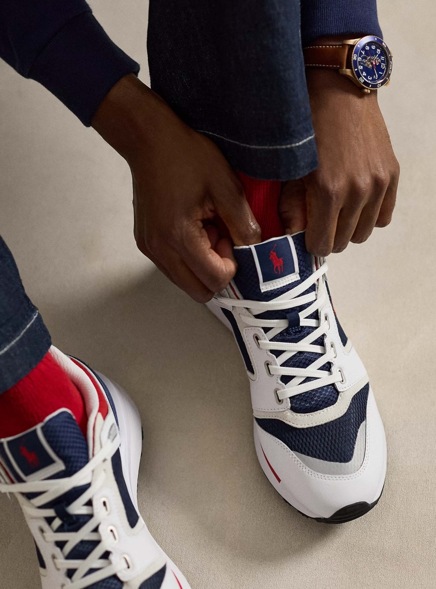 Polo Ralph Lauren Train 89 V2 Suede-Panelled Trainers - White