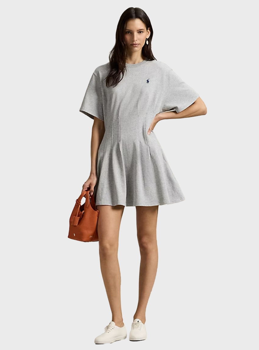 Polo Ralph Lauren Shaped Cotton Jersey T-Shirt Dress - Grey Melange