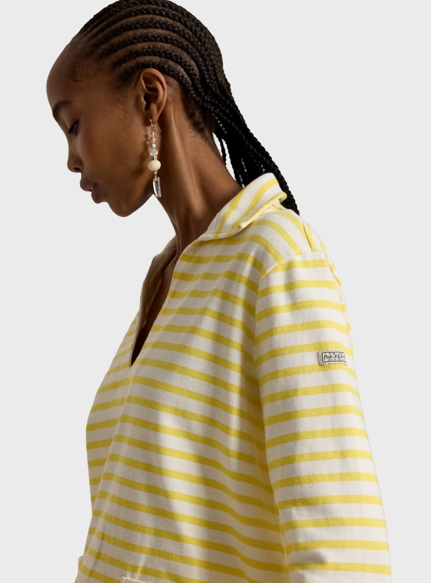 Polo Ralph Lauren Striped Split-Placket Mariner T-Shirt - Yellow