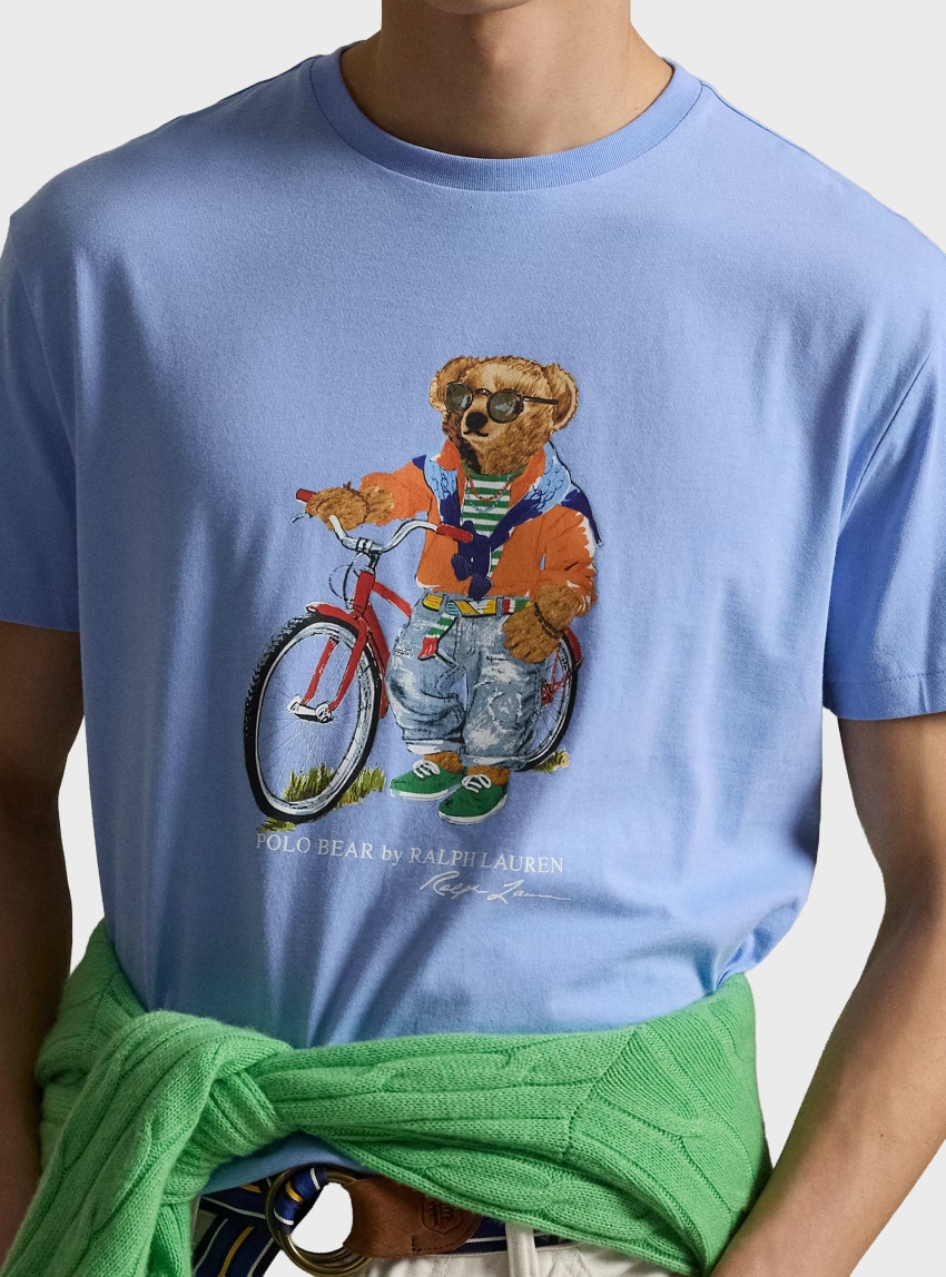 Polo Ralph Lauren Custom Slim Fit Polo Bear T-Shirt - Light Blue