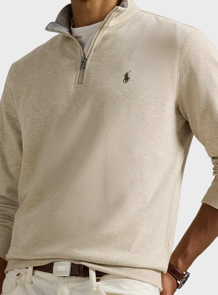 Polo Ralph Lauren Luxury Jersey Quarter-Zip Pullover - Ecru