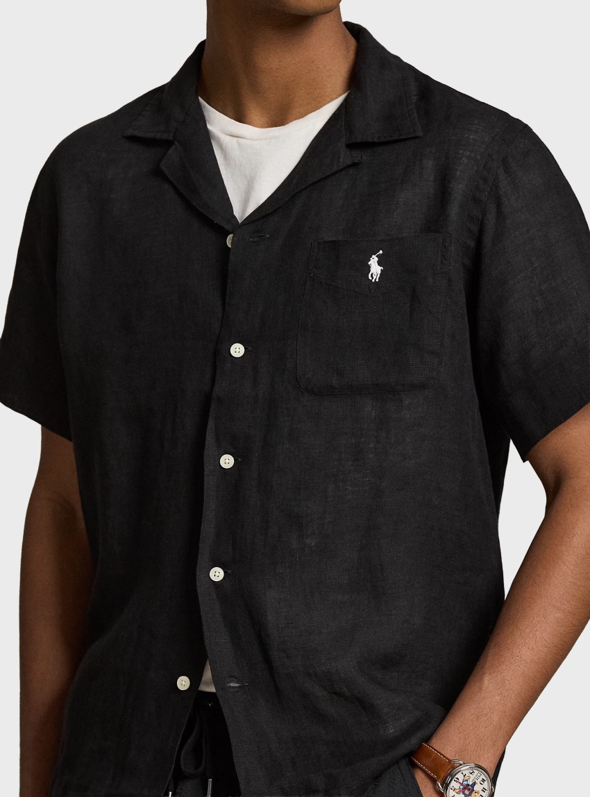 Polo Ralph Lauren Classic Fit Linen Camp Shirt - Black