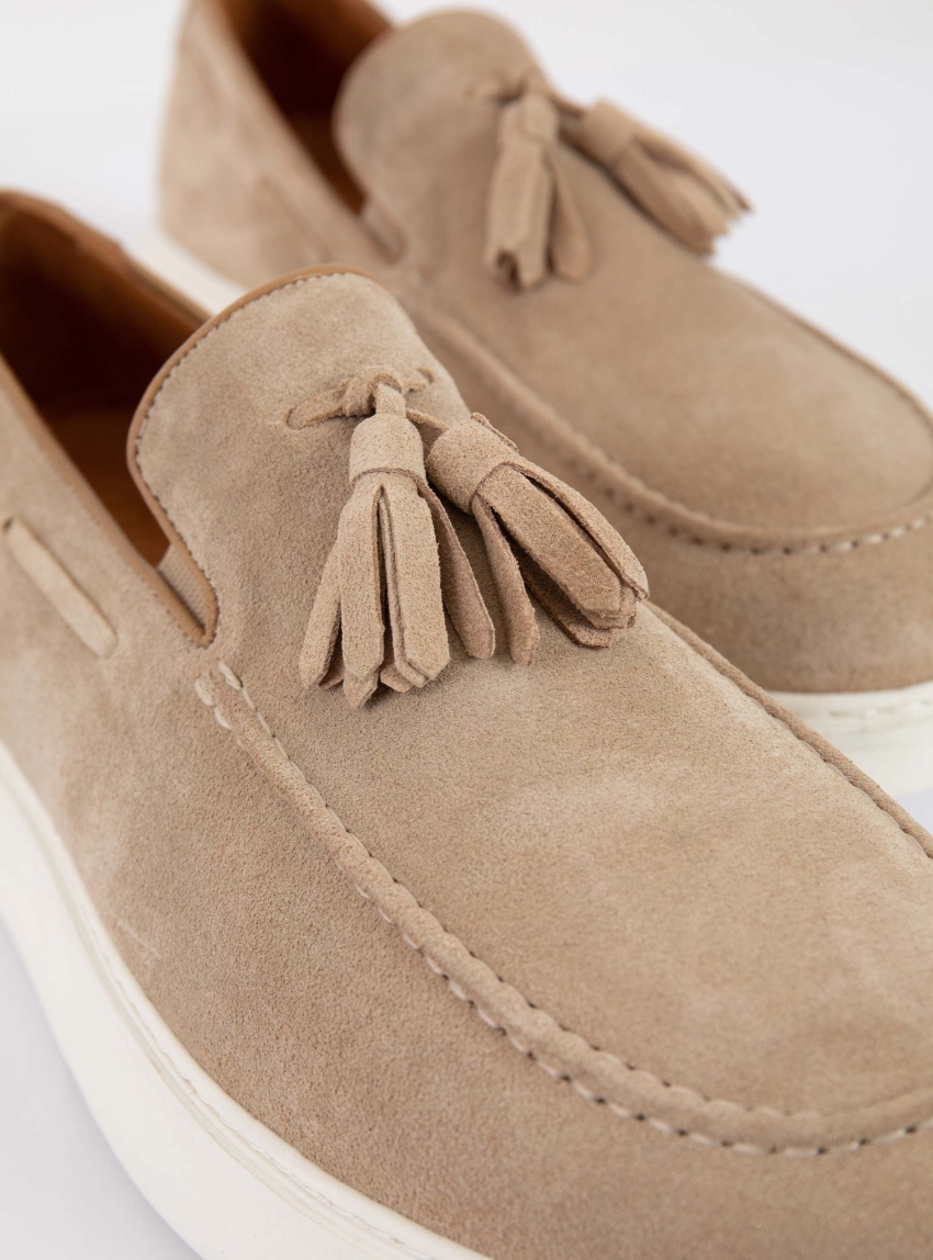 Riviera Suede Tassel Loafers - Dark Beige