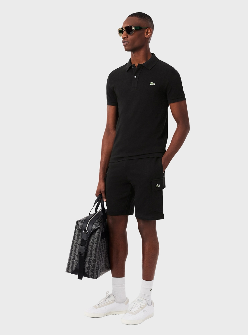 Lacoste Cotton Fleece Cargo Shorts - Black