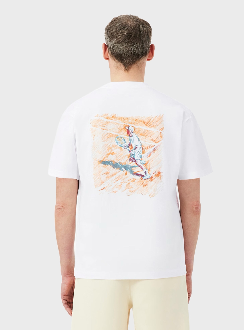 Lacoste Relaxed Fit Printed Cotton T-shirt - White