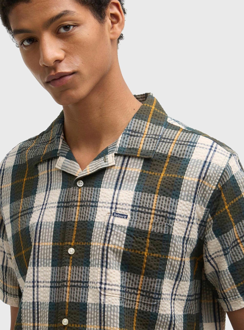 Barbour Clyde Short-Sleeved Seersucker Shirt - Olive