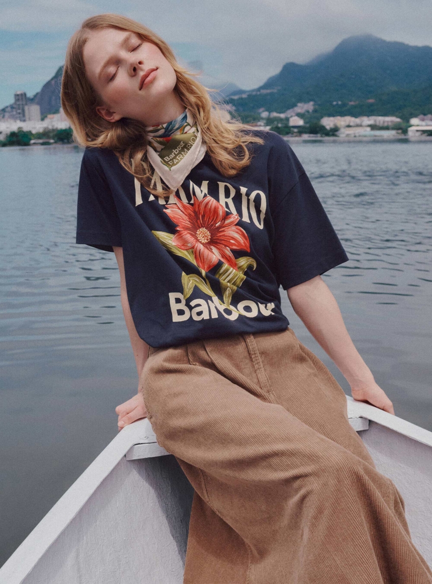 Barbour X Farm Rio Wild Flower T-Shirt - Navy