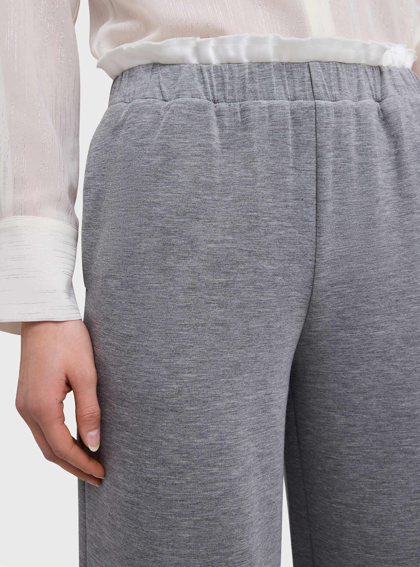 Motivi Palazzo pants in scuba - Grey Melange