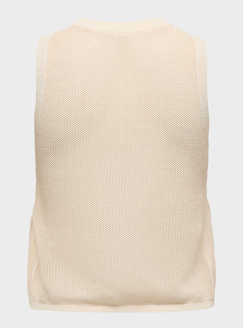 Only Ivy Sleeveless Pearl O-Neck Top - Ecru