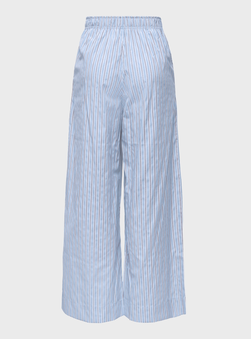 Only Loris Striped Wide Pull Up Pants - Light Blue