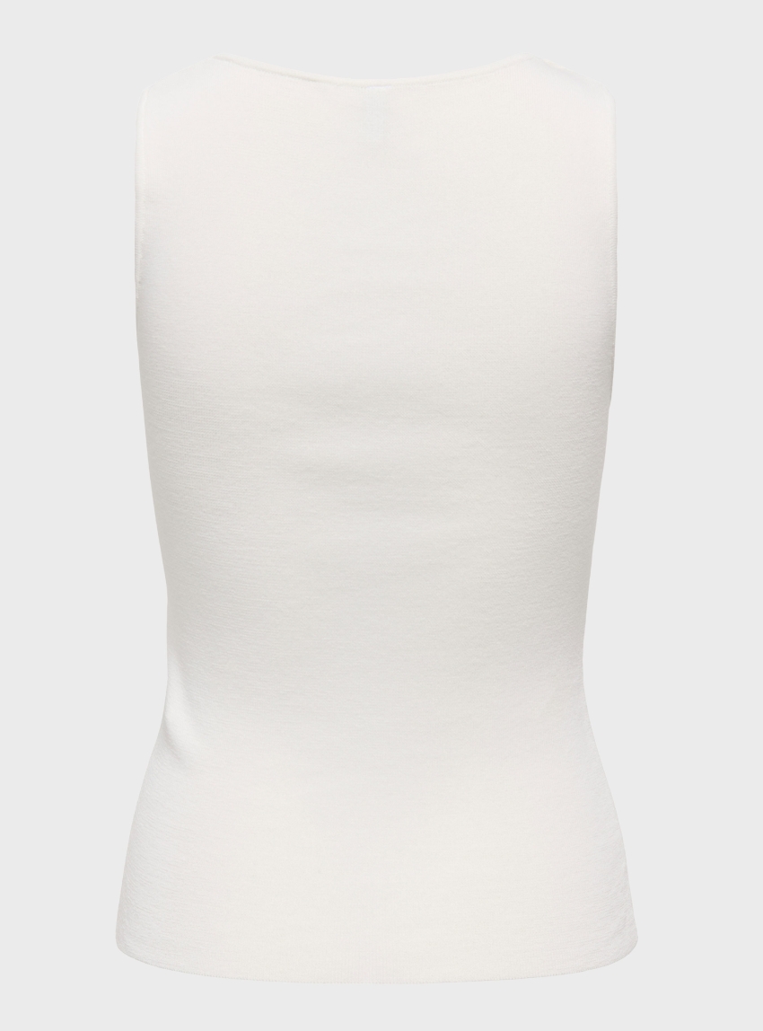Only Golden U-Neck Buckle Top - White