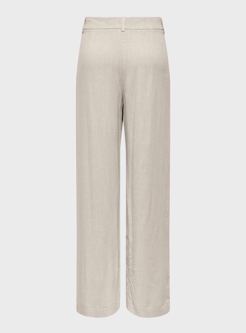 Only Siesta Mid Waist Linen Blend Pleat Wide Pants - Off White