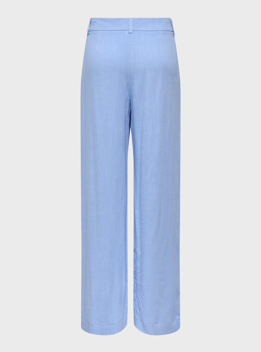 Only Siesta Mid Waist Linen Blend Pleat Wide Pants - Light Blue