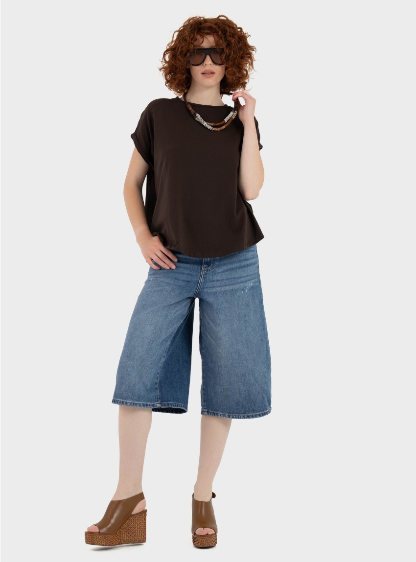 Only Shiloh Mid Waist Wide Denim Shorts - Medium Aged Denim