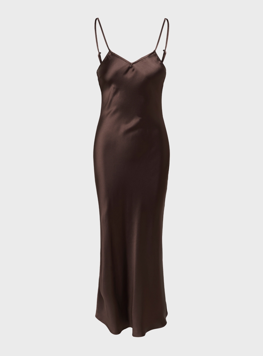 Only Osiris Long Strap Dress - Brown