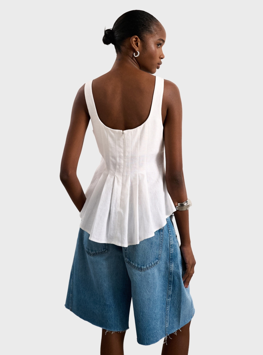 Topshop Mariam Sleeveless Curve Hem Top - Ivory