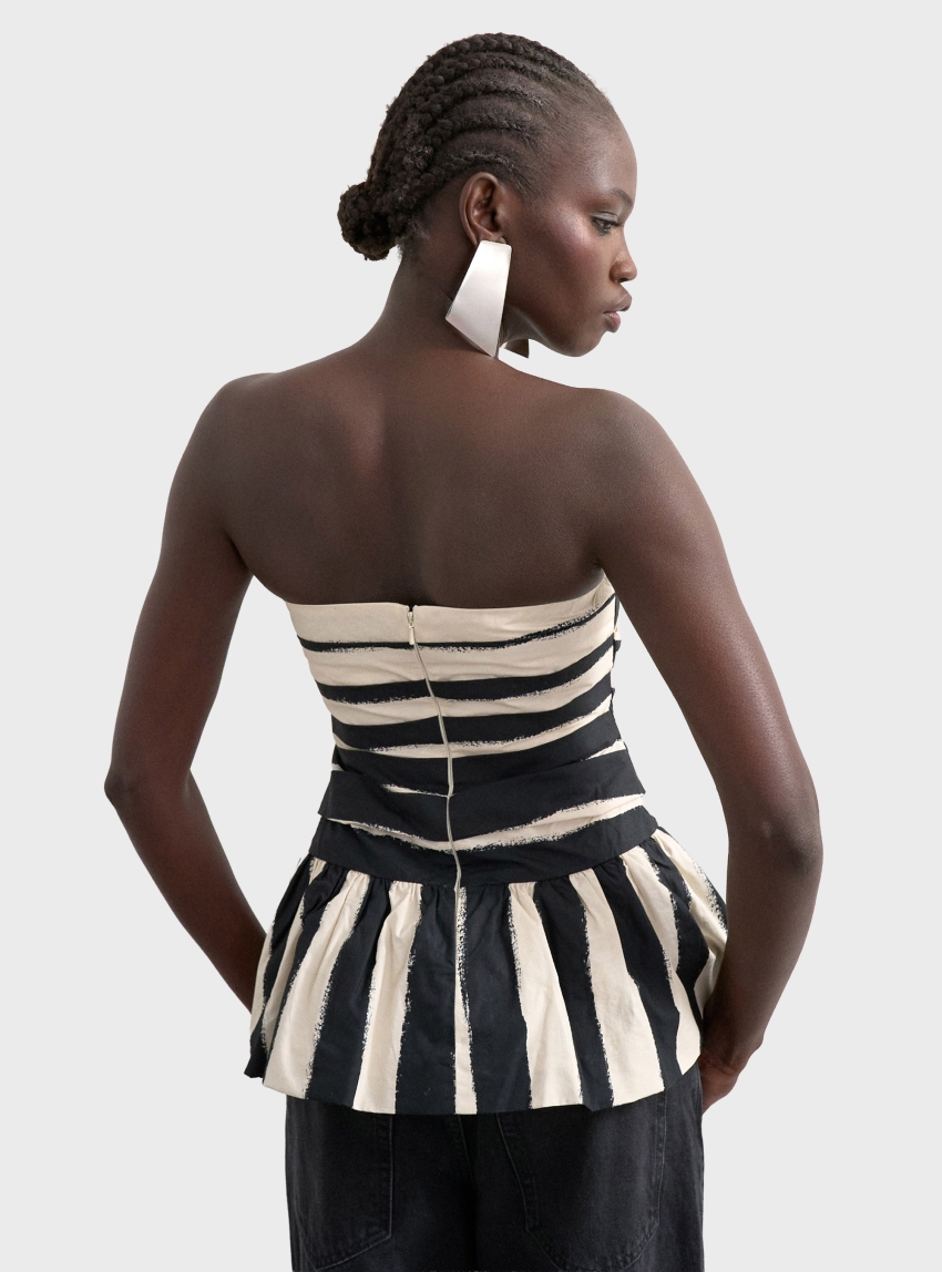 Topshop Solde Bandeau Peplum Top - Black