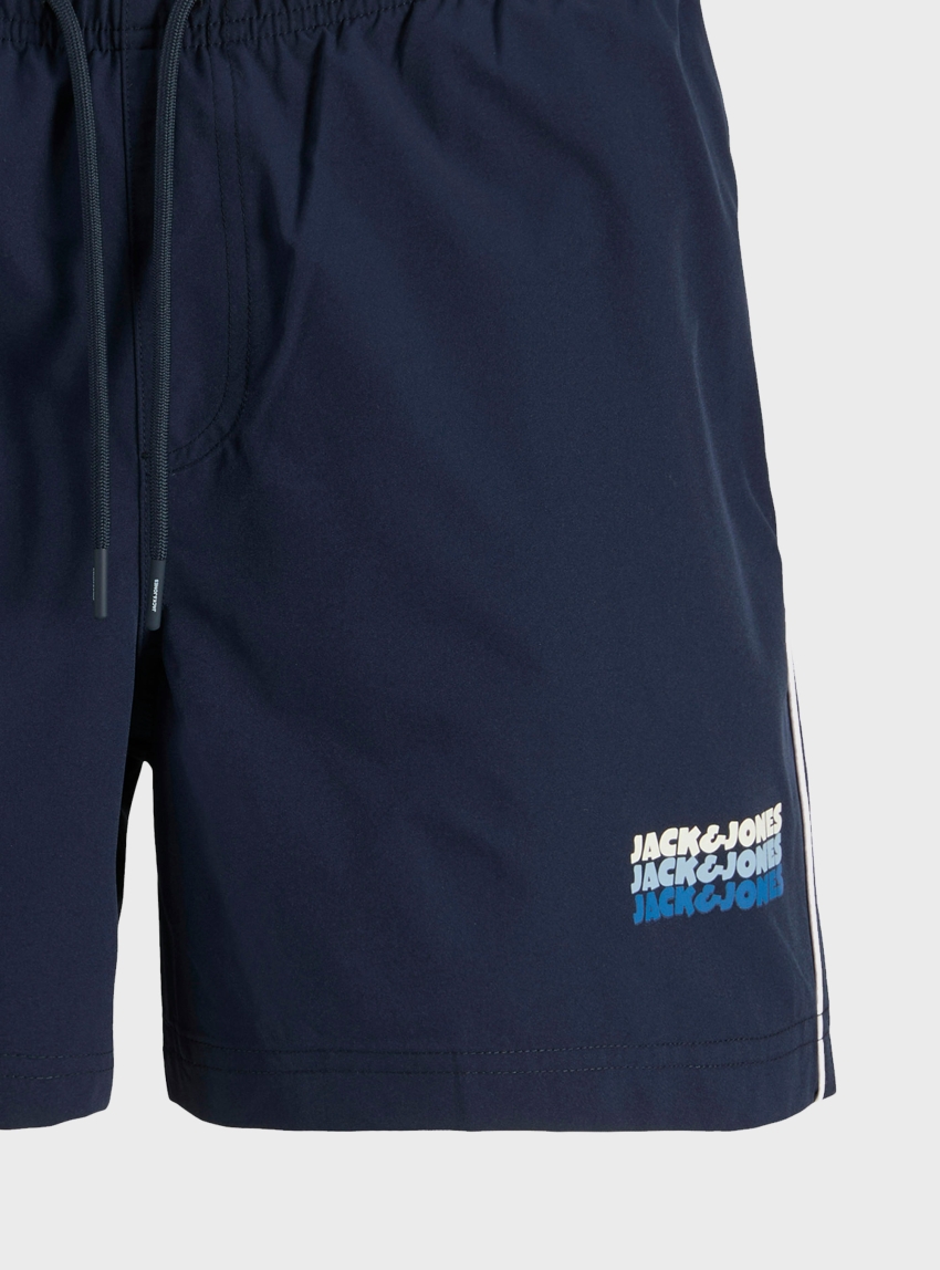 Jack & Jones Maui Sunrise Triple Logo Swim Shorts - Navy