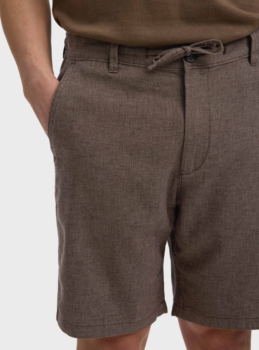 Selected Regular-Brody Linen Blend Shorts - Brown