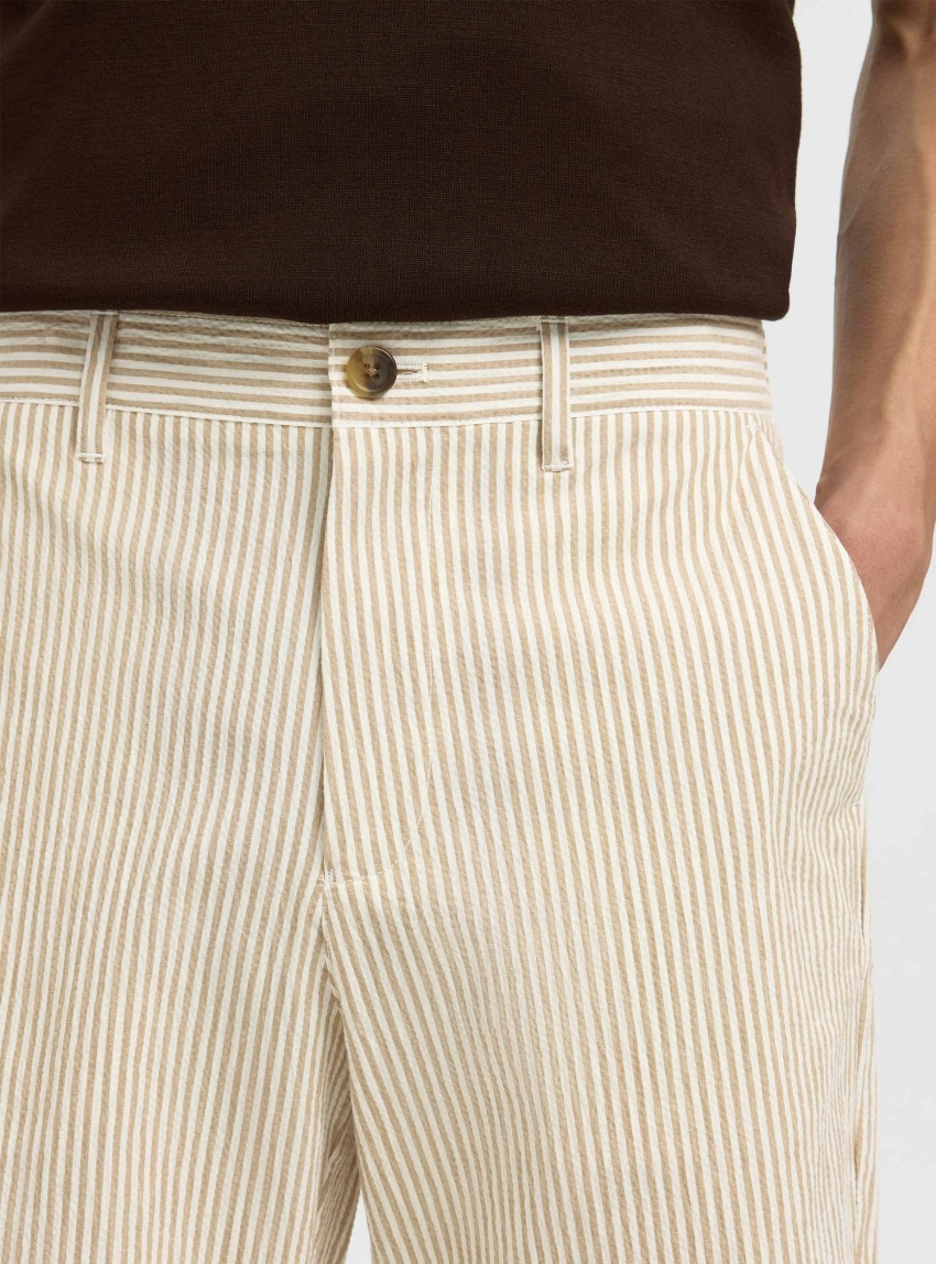 Selected Regular-Karl Seersucker Shorts - Camel