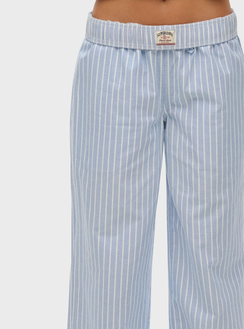 Superdry Organic Cotton Stripe Elasticated Trousers - Light Blue