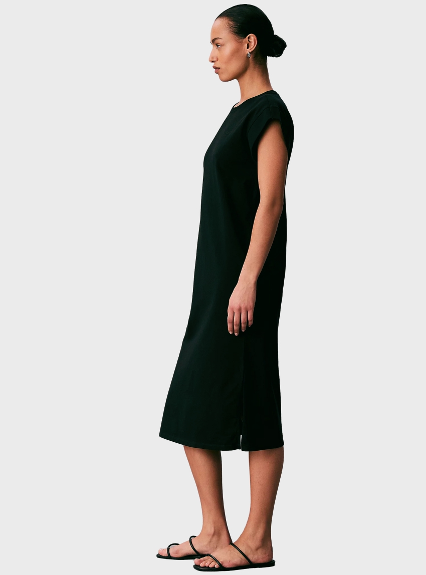 Calvin Klein Relaxed Cotton Jersey Midi Dress - Black