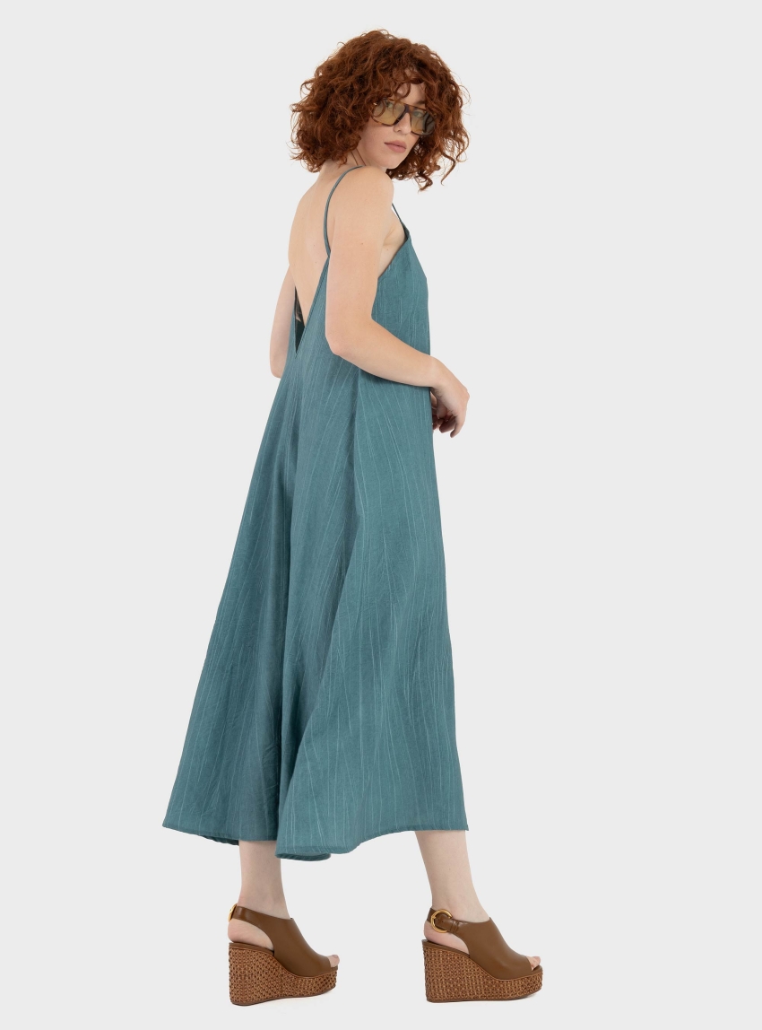 Black & Black  Long Slip Dress - Petrol