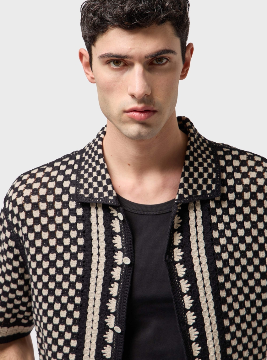 Gianni Lupo Short Sleeve Knitted Shirt - Black