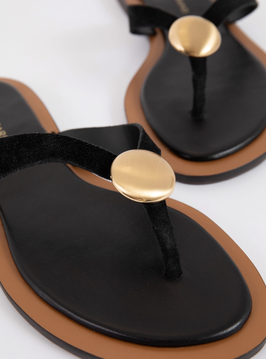 Carrano Leather Flip Flops - Black