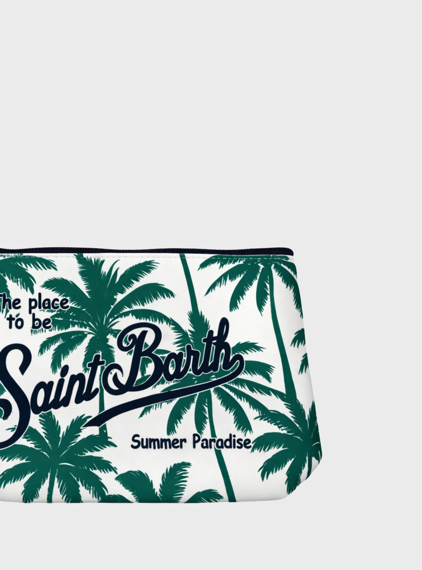 MC2 Saint Barth Aline scuba pouch with palms allover - Green