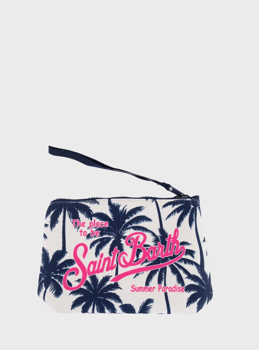 MC2 Saint Barth Aline scuba pouch with parlms allover - Blue