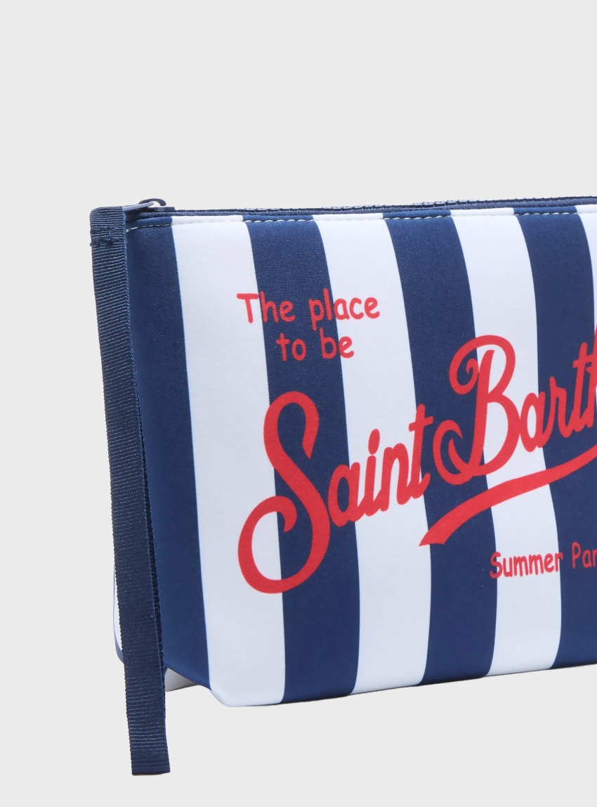 MC2 Saint Barth Aline scuba pouch with wide blue stripes - Striped Blue
