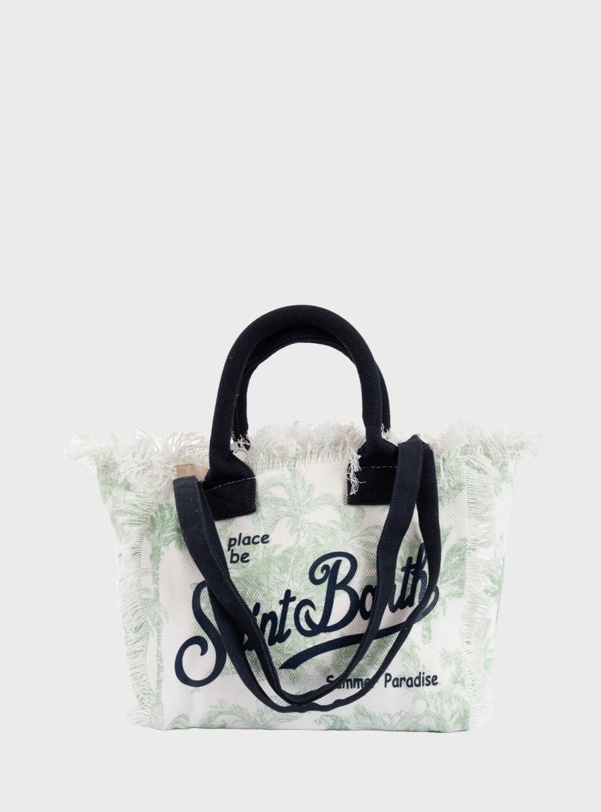 MC2 Saint Barth Canvas Colette bag with fringes - Pale Green