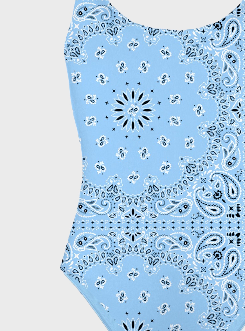 MC2 Saint Barth Lora one-piece swimsuit in light blue bandanna - Light Blue
