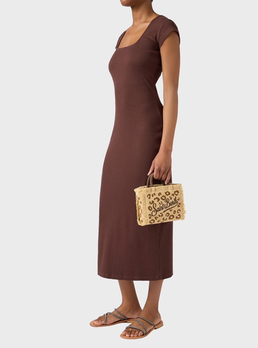 MC2 Saint Barth Vanity mini straw effect bag with leopard embroidery - Leopard Print