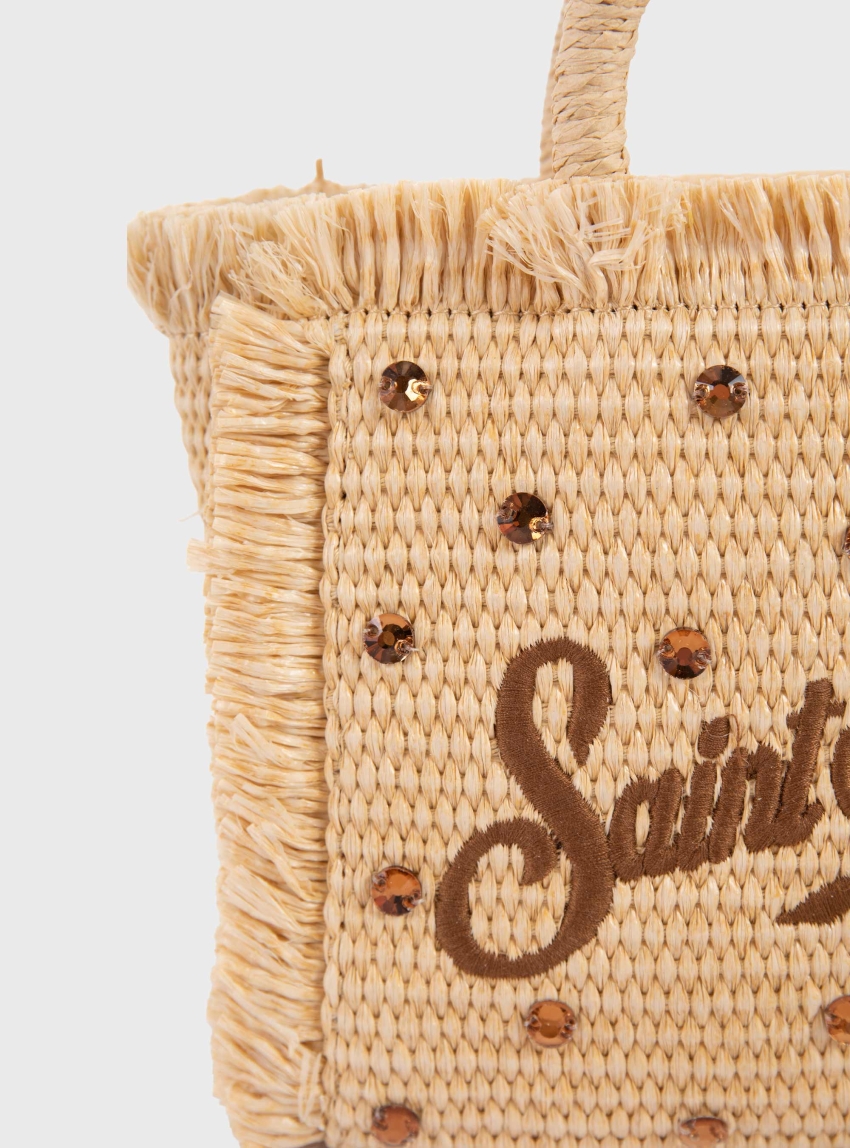 MC2 Saint Barth Mini Vanity Straw effect bag with strass embellishment - Natural