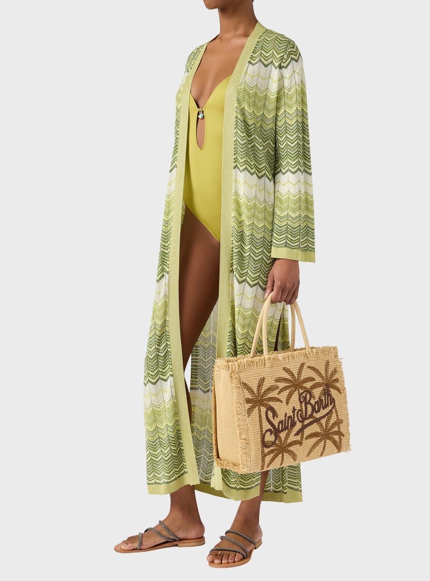 MC2 Saint Barth Regular Vanity straw effect bag with palm embroidery - Natural