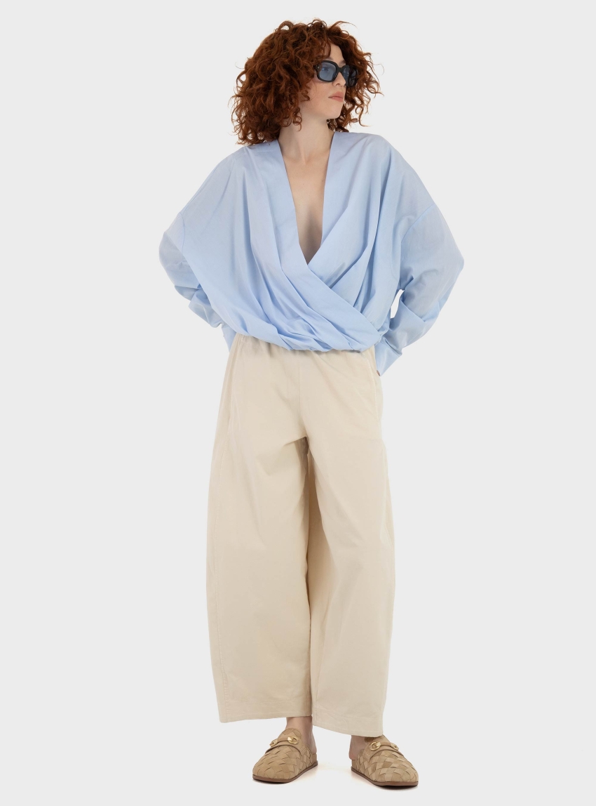 Souvenir Wrap Over Shirt - Sky Blue