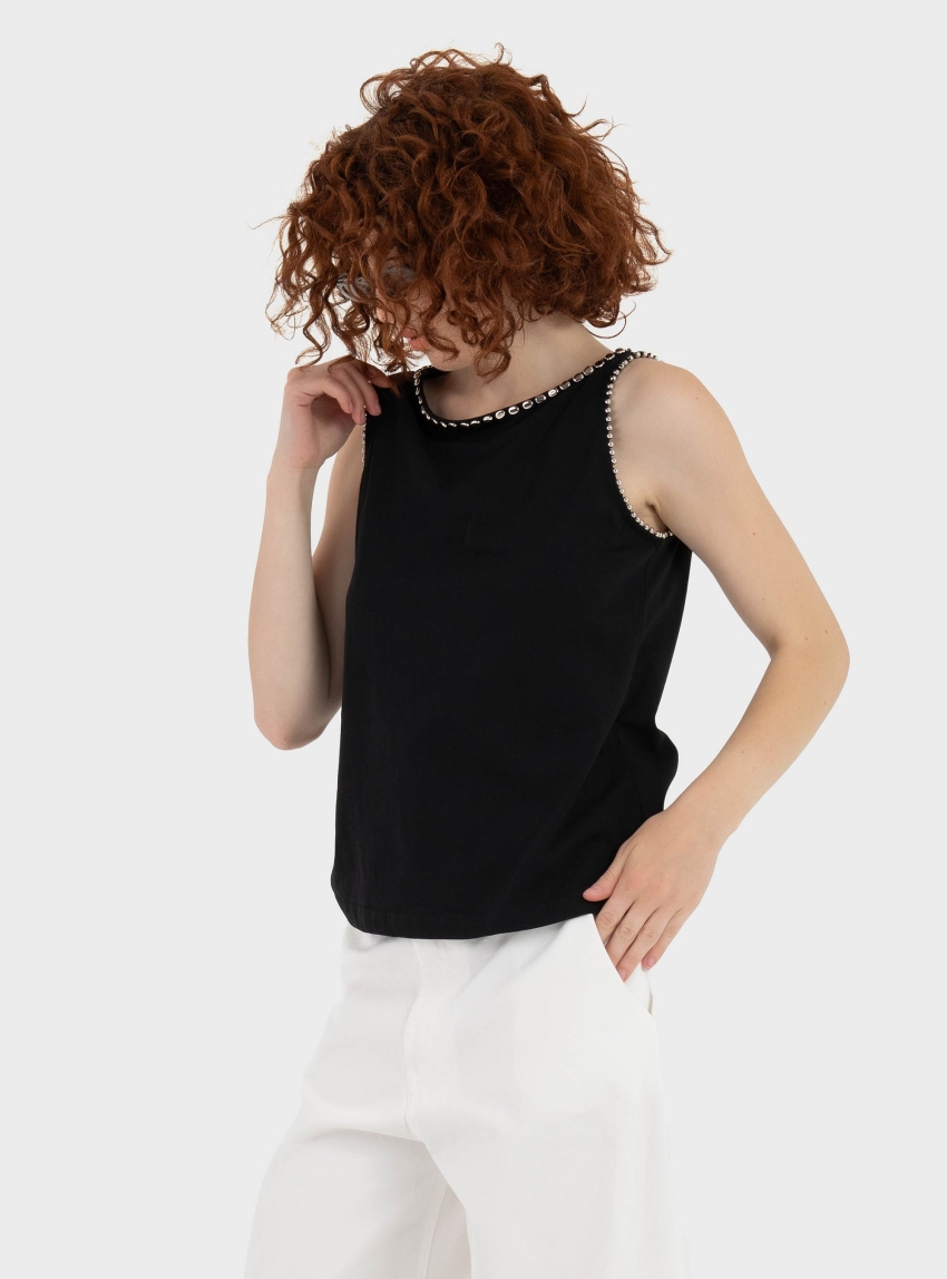 Souvenir Pearl Tank Top - Black